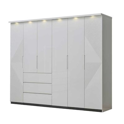 Petruci 6-Door Wardrobe - White/Black - With 2-Year Warranty